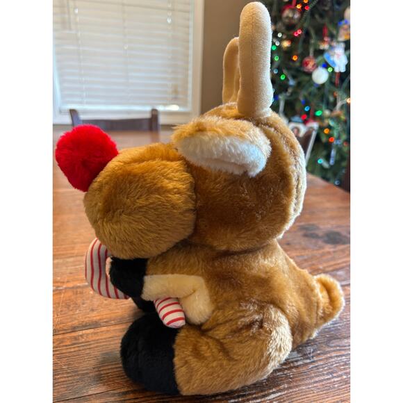 House of Lloyd Red Nosed Reindeer Plush with Candy Cane Christmas 12" - Picture 3 of 8